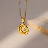 Blue Zircon Star & Moon Necklace
