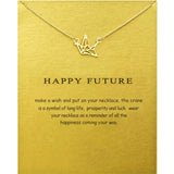 Whispers Card Necklace Origami Crane Pendant