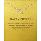 Whispers Card Necklace Origami Crane Pendant