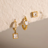 Cubic Zirconia Piercing Earring Set (3 Pcs)