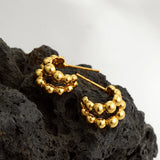 Double Layer Beaded Ball C-Hoop Earrings