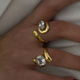 Waterdrop Zircon Open Statement Ring
