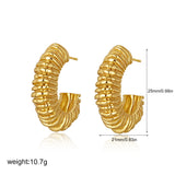 Pleated Texture C-Hoop Earrings