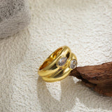 Oval Zircon Chunky Bilayer Ring