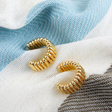 Geometric C-Hoop Stud Earrings