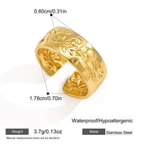 Vintage Flower Texture Wide Ring