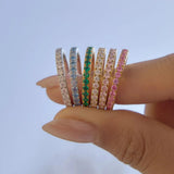 Colorful Cubic Zirconia Stackable Ring Set