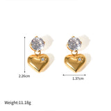 CZ Zircon Heart Pendant Earrings