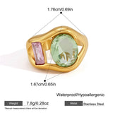 Colorful Zircon Square Open Ring