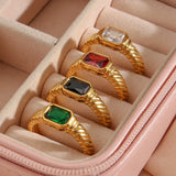 Birthstone Signet Band Ring