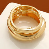 Gold Chunky Open Cuff Set