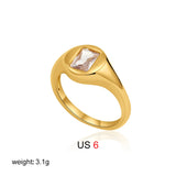 Square CZ Zircon Round Ring