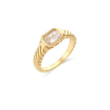 Birthstone Signet Band Ring