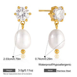 Zircon & Pearl Pendant Earrings