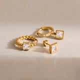 Cubic Zirconia Piercing Earring Set (3 Pcs)