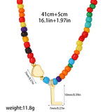 Beaded Initial Heart Pendant Necklace