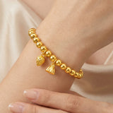 Gold Beaded Ball Stretch Bracelet