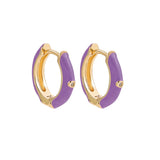 Boho Enamel Flower Hoop Earrings