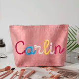 Personalized Seersucker Makeup & Travel Pouch