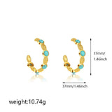 Turquoise Stone Hoop Earrings