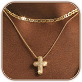 Bubble Cross Layered Necklace
