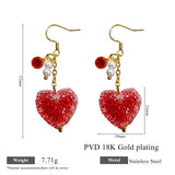 Candy Heart Zircon & Pearl Earrings