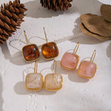 Square Chunky Resin Drop Earrings