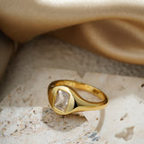 Square CZ Zircon Round Ring