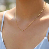 Tiny Rectangular Zircon Necklace
