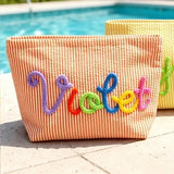 Personalized Seersucker Makeup & Travel Pouch