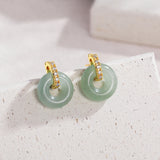 Vintage Green Doughnut Zircon Earrings