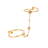 Gold Double Finger Chain Ring