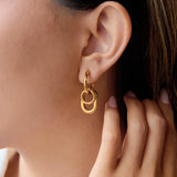 Detachable Two-Tone Geometric Hoop Earrings