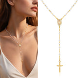 Pearl Rosary Cross Necklace