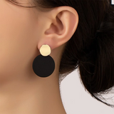 Black & Gold Two-Tone Circle Earrings