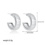 Ribbed Wide C-Shape Gold Hoops