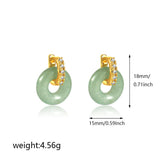 Vintage Green Doughnut Zircon Earrings