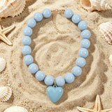 Acrylic Beaded Heart Pendant Necklace