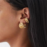 Lava Texture C-Shape Gold Hoops