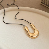 Horseshoe Pendant Leather Necklace