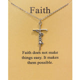 Silver Plated Alloy Faith Cross Pendant Necklaces