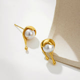 Molten Pearl Drop Stud Earrings