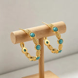 Turquoise Stone Hoop Earrings