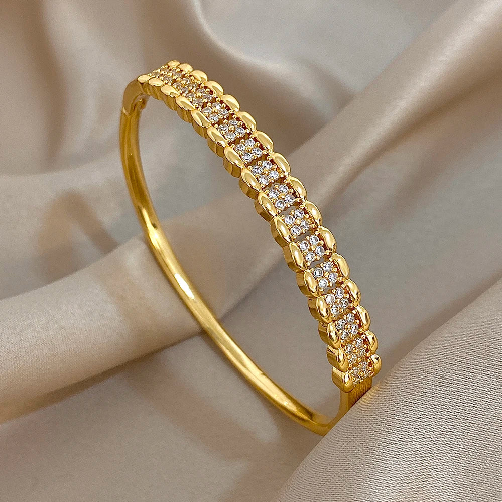Layered Zirconia Cuff Bracelet