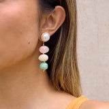 Colorful Resin Bead & Pearl Dangle Earrings