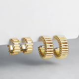 Geometric C-Hoop Stud Earrings
