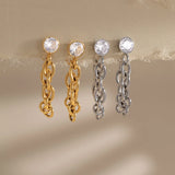 CZ Zircon Chain Pendant Drop Earrings