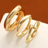 Gold Chunky Open Cuff Set