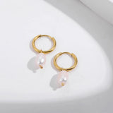 Pearl Huggie Hoop Earrings