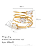 Spiral Zircon Adjustable Open Ring